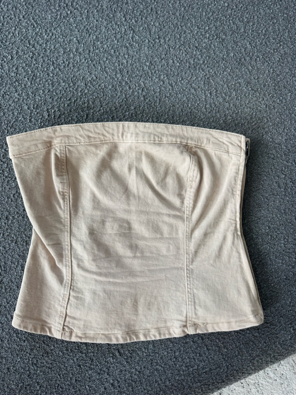 Mango Beige Strapless Denim Bandeau Top - Size L